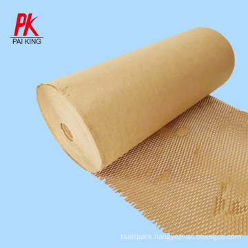 Recyclable Custom Size Eco friendly Bubble Cushioning Packaging Kraft Paper Wrap Honeycomb Paper for Wrapping Glass